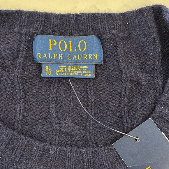NWT Polo Ralph Lauren Wool/Cashmere blend Navy Men’s sweater XL - Picture 2 of 5